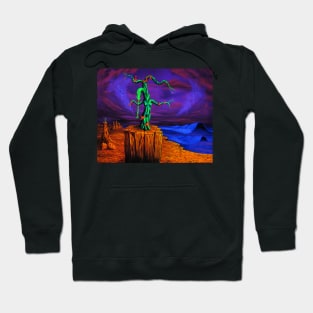 Blacklight Trippy Psychedelic Surreal Landscape Hippie Decor Hoodie